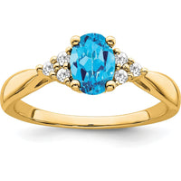 14K Yellow Gold 0.84 Carat Swiss Blue Topaz and 0.02 Carat Diamond Ring by 0
