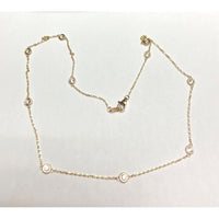 14K Yellow Gold 0.86 Carat Total Weight Round Bezel-Set Diamond Station Necklace by Auriventus