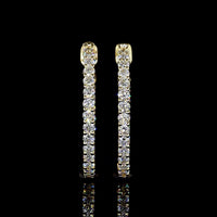 14K Yellow Gold 0.91 Carats Total Weight Round Brilliant Huggie Earrings with Prong Set Lab Diamonds - E-F Color VS1 Clarity - Covaloro Fine Jewelry