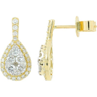 14K Yellow Gold 0.93 Total Carats Weight Diamond Pear Shape Drop Earrings