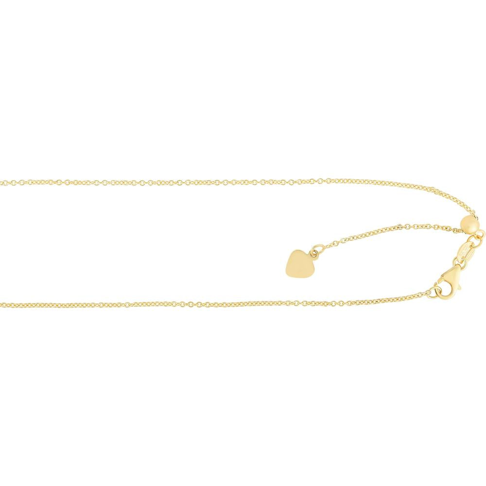 14K Yellow Gold 0.97mm Adjustable Cable Chain - 22" by Orozza Fine Jewelry