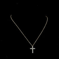 14K Yellow Gold 0.99 Carat Lab Diamond Cross Pendant with Brilliant Cut Round Stones in Prong Setting - E-F Color VS1 Clarity - Covaloro Fine Jewelry