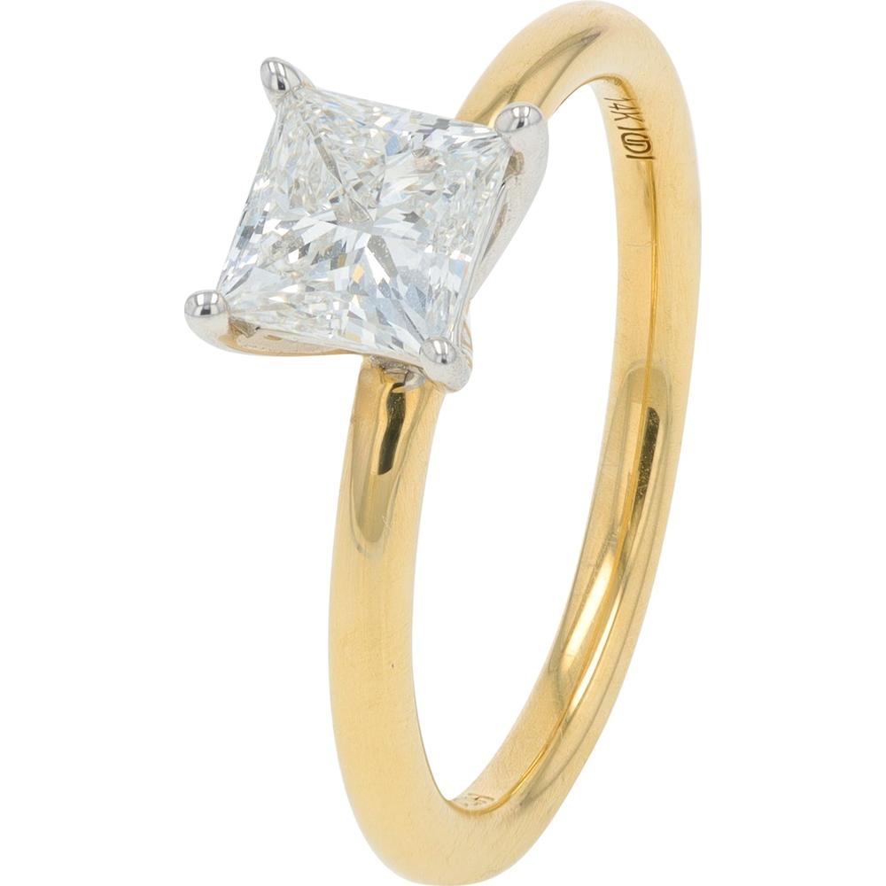 14K Yellow Gold 1.00 Carat Lab Grown Princess Cut Diamond Engagement Ring