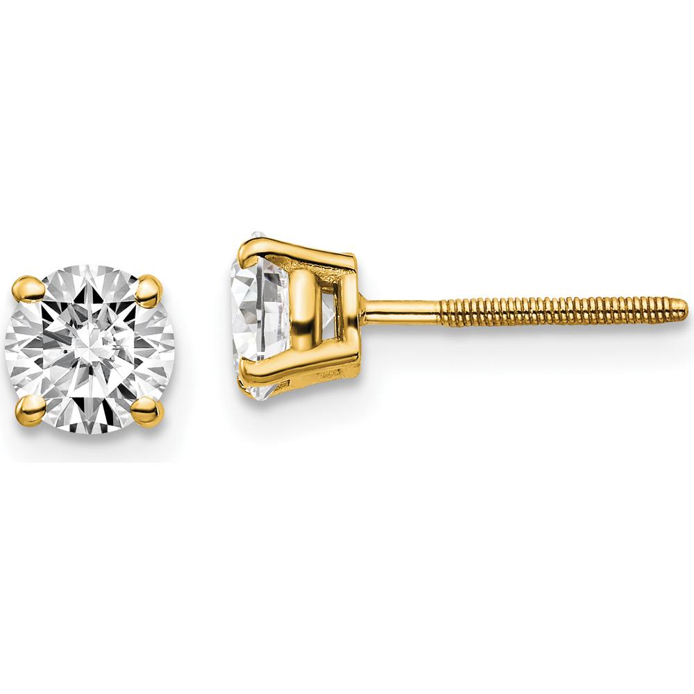 14K Yellow Gold 1.00 Carat Total Round Diamond Stud Earrings - SI3 G-I Clarity by 0