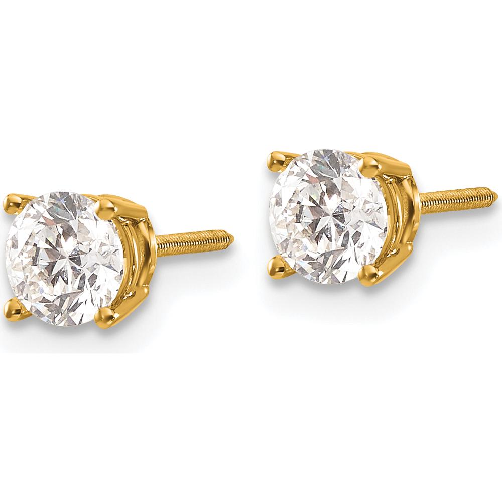 14K Yellow Gold 1.00 Carat Total Round Diamond Stud Earrings - SI3 G-I Clarity by 0