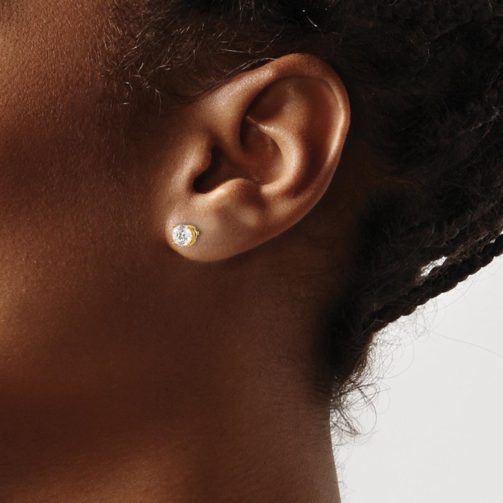 14K Yellow Gold 1.00 Carat Total Round Diamond Stud Earrings - SI3 G-I Clarity by 0