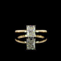 14K Yellow Gold 1.00 Carats Radiant Cut Solitaire Ring with D VS1 Lab Diamond and IGI Certification - North-South Prong Setting - Covaloro Fine Jewelry