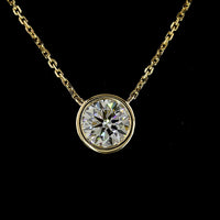 14K Yellow Gold 1.01 Carat Round Solitaire Pendant with Bezel Set Lab Diamond - D VS1 Color Clarity - Covaloro Fine Jewelry