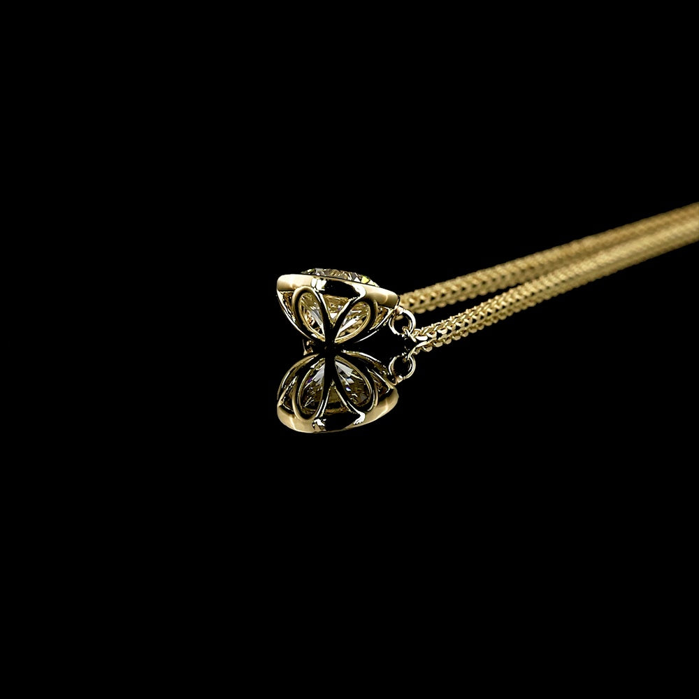 14K Yellow Gold 1.01 Carat Round Solitaire Pendant with Bezel Set Lab Diamond - D VS1 Color Clarity - Covaloro Fine Jewelry