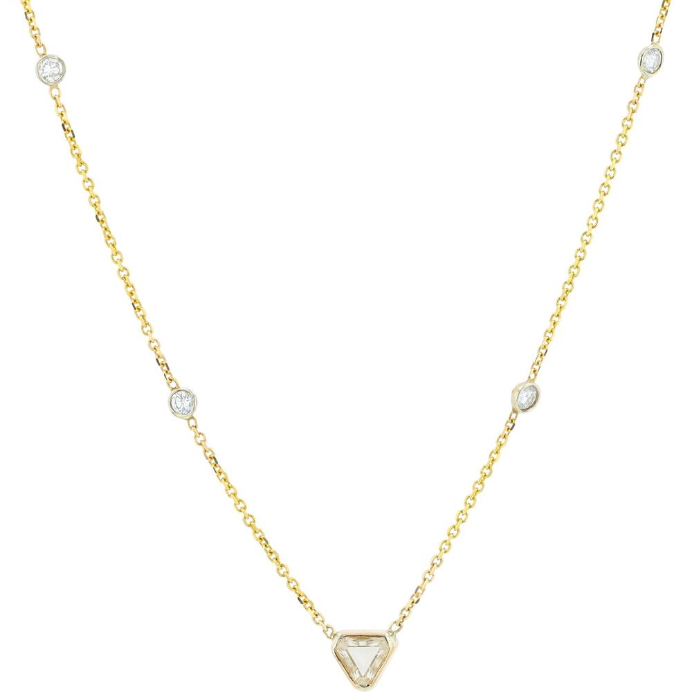 14K Yellow Gold 1.01 Carat Trillion Cut Diamond Solitaire Necklace
