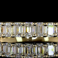 14K Yellow Gold 1.02 Carats Half Eternity Band with Prong Set Emerald Cut Lab Diamonds - E-F Color VS1 Clarity - Covaloro Fine Jewelry