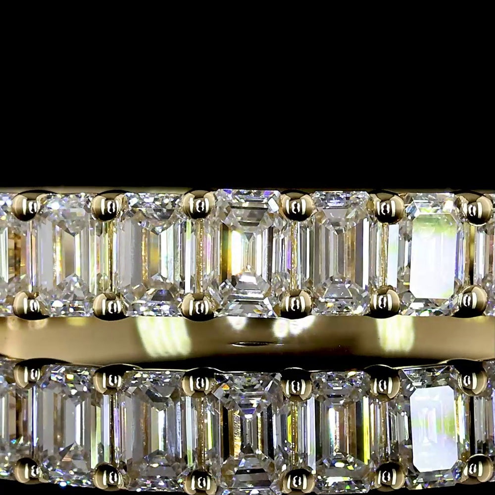 14K Yellow Gold 1.02 Carats Half Eternity Band with Prong Set Emerald Cut Lab Diamonds - E-F Color VS1 Clarity - Covaloro Fine Jewelry