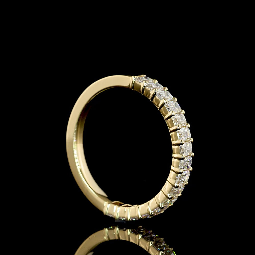 14K Yellow Gold 1.02 Carats Half Eternity Band with Prong Set Emerald Cut Lab Diamonds - E-F Color VS1 Clarity - Covaloro Fine Jewelry
