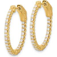 14K Yellow Gold 1.04 Carat Diamond In/Out Oval Hoop Earrings with Safety Clasp by Oro Pregiato