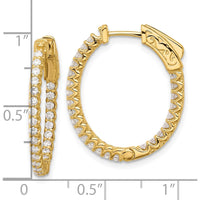14K Yellow Gold 1.04 Carat Diamond In/Out Oval Hoop Earrings with Safety Clasp by Oro Pregiato