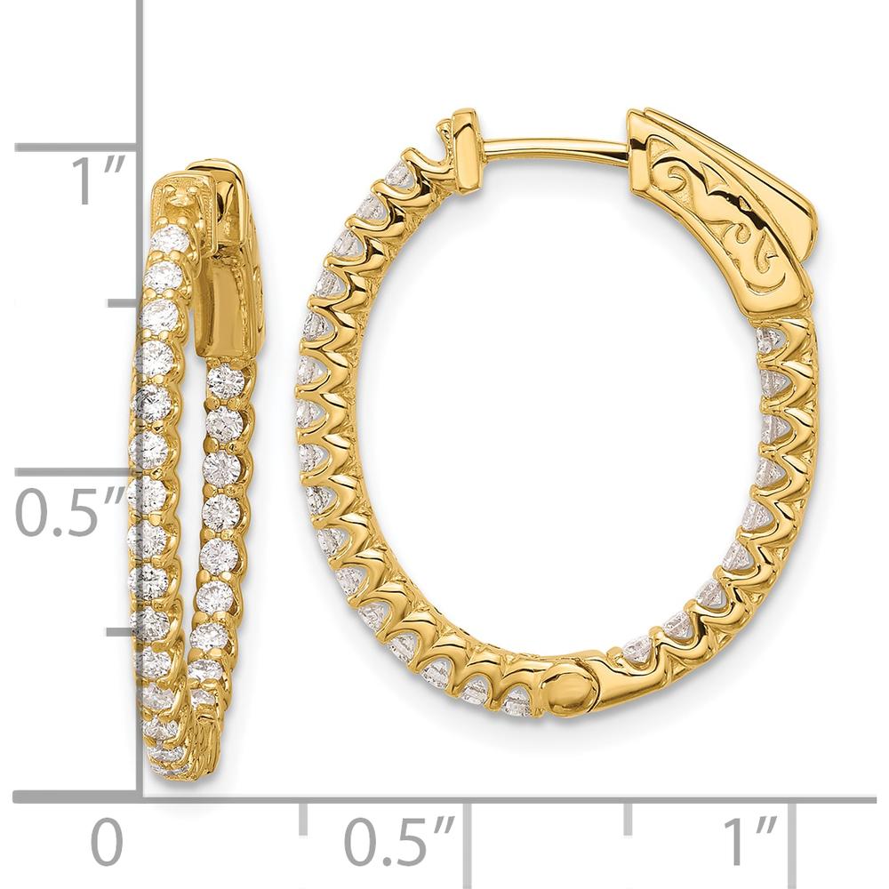 14K Yellow Gold 1.04 Carat Diamond In/Out Oval Hoop Earrings with Safety Clasp by Oro Pregiato
