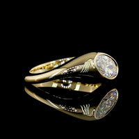 14K Yellow Gold 1.04 Carat Moval Cut Solitaire Ring with Flush Setting and Inclined Orientation - Lab Grown Diamond E Color VVS2 Clarity - Covaloro Fine Jewelry