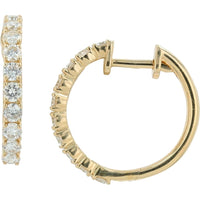 14K Yellow Gold 1.04 Carats Diamond Hoop Earrings