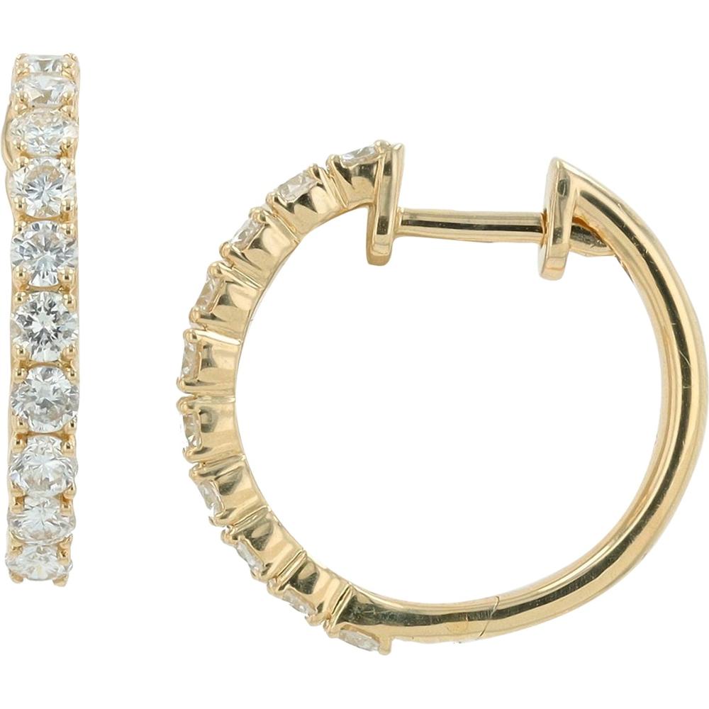 14K Yellow Gold 1.04 Carats Diamond Hoop Earrings
