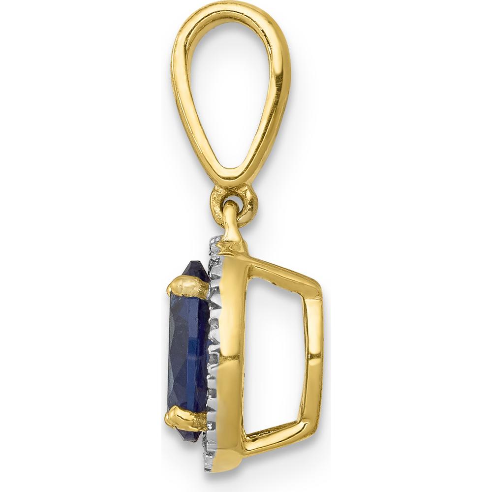 14K Yellow Gold 1.05 Carat Oval Sapphire Halo Pendant with 18 Round Diamonds - 0.18 Carat Total Diamond Weight by Monteluci Fine Jewelry