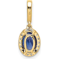 14K Yellow Gold 1.05 Carat Oval Sapphire Halo Pendant with 18 Round Diamonds - 0.18 Carat Total Diamond Weight by Monteluci Fine Jewelry
