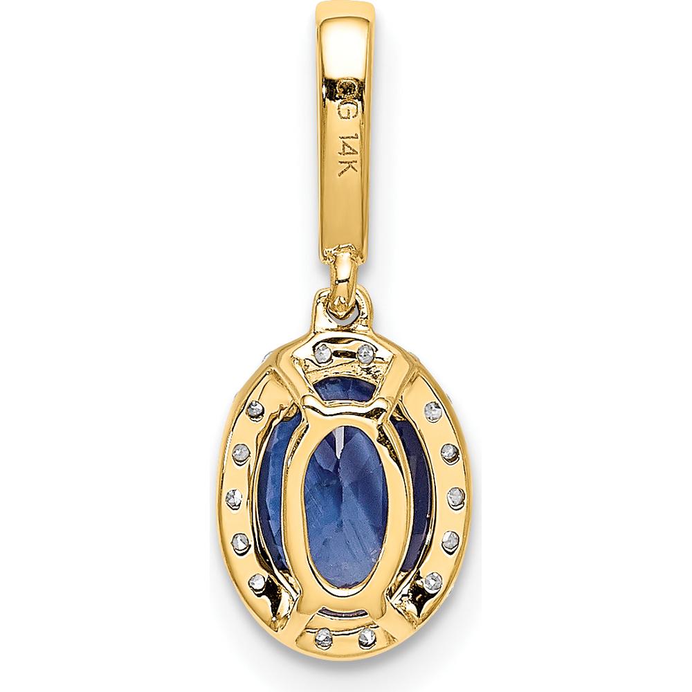 14K Yellow Gold 1.05 Carat Oval Sapphire Halo Pendant with 18 Round Diamonds - 0.18 Carat Total Diamond Weight by Monteluci Fine Jewelry