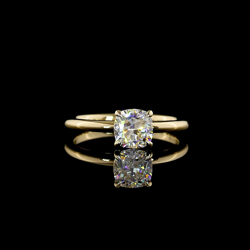 14K Yellow Gold 1.08 Carat Square Cushion Brilliant Cut Lab Diamond Solitaire Ring - IGI Certified D VVS2 - Covaloro Fine Jewelry