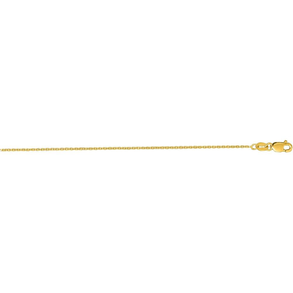 14K Yellow Gold 1.1mm Diamond Cut Cable Chain Necklace - 20" Length by Orozza Fine Jewelry