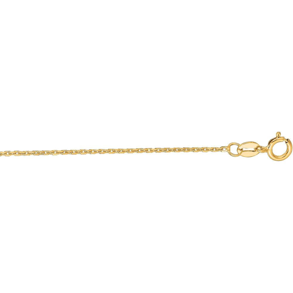 14K Yellow Gold 1.1mm Diamond Cut Cable Chain Necklace with Spring Ring - 16" by Orozza Fine Jewelry
