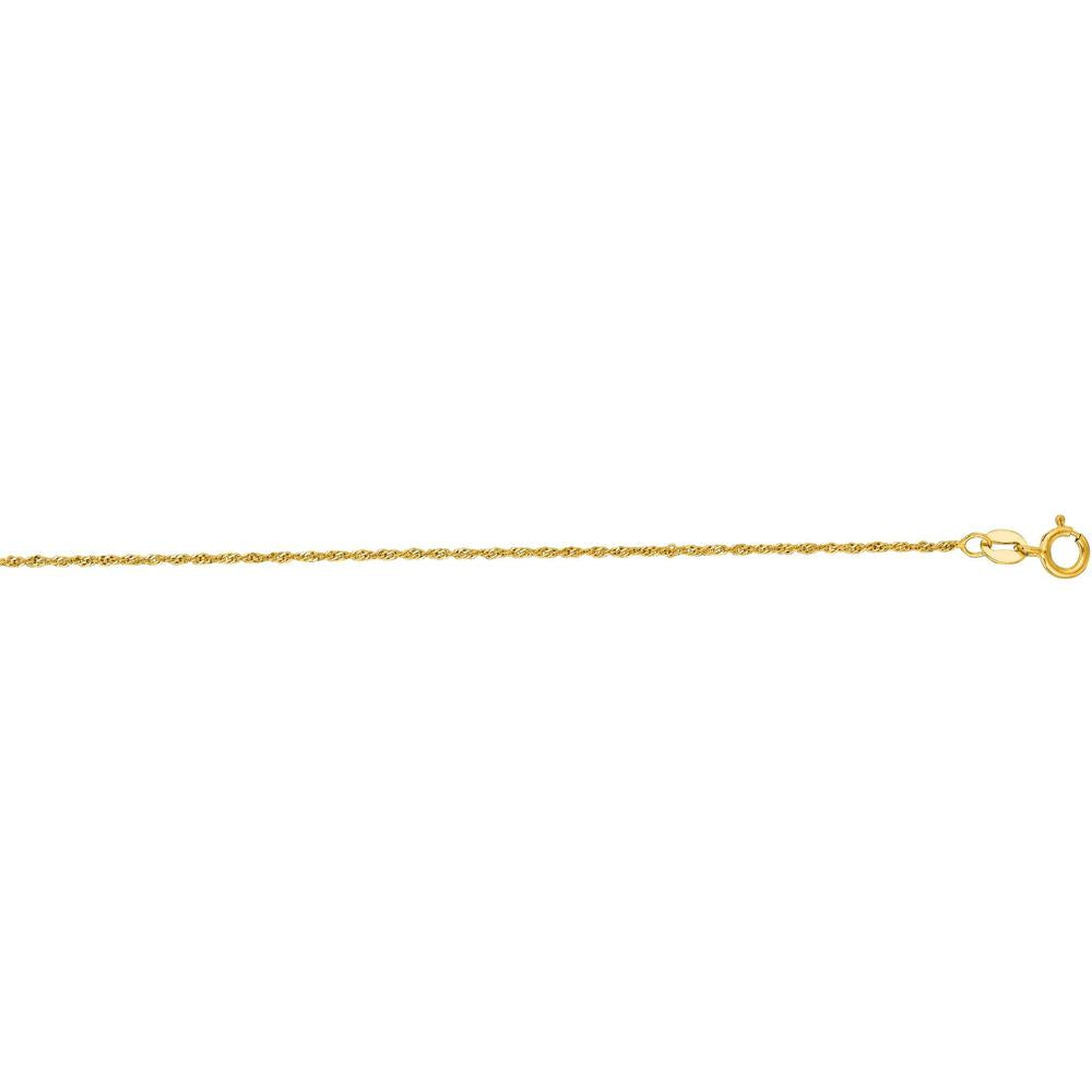 14K Yellow Gold 1.1mm Diamond-Cut Singapore Chain Necklace - 24" Length by Orozza Fine Jewelry