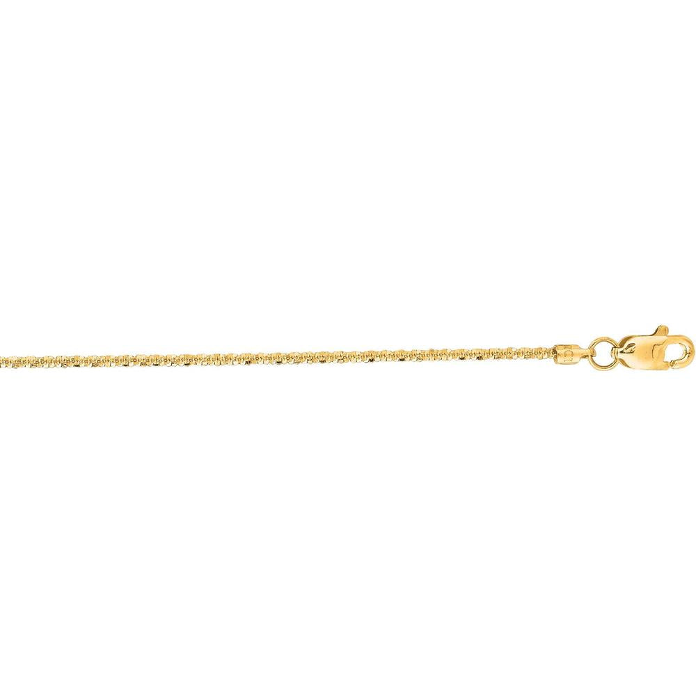 14K Yellow Gold 1.1mm Diamond-Cut Sparkle Chain Necklace - 16" with Lobster Clasp by Orozza Fine Jewelry