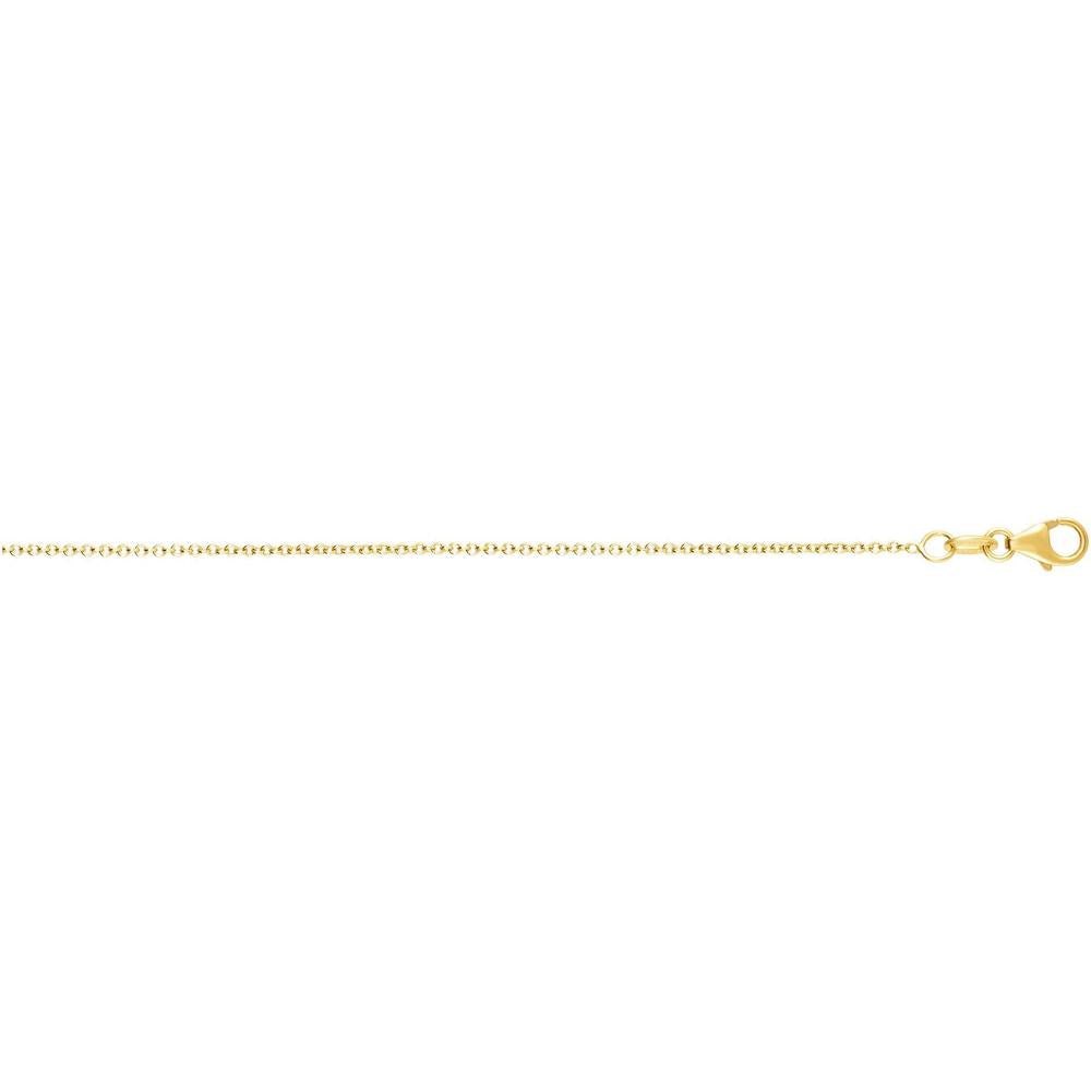 14K Yellow Gold 1.1mm Round Cable Chain Necklace - 16" by Orozza Fine Jewelry