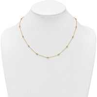 14K Yellow Gold 1/2 Carat Bezel-set Diamond Station Necklace - 15 Stations, 18" by Oro Pregiato