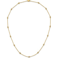 14K Yellow Gold 1/2 Carat Bezel-set Diamond Station Necklace - 15 Stations, 18" by Oro Pregiato