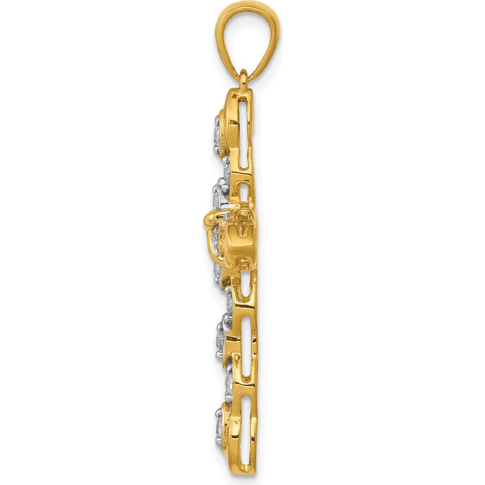 14K Yellow Gold 1/2 Carat Diamond Cross Pendant - 19 Diamonds Total by Monteluci Fine Jewelry