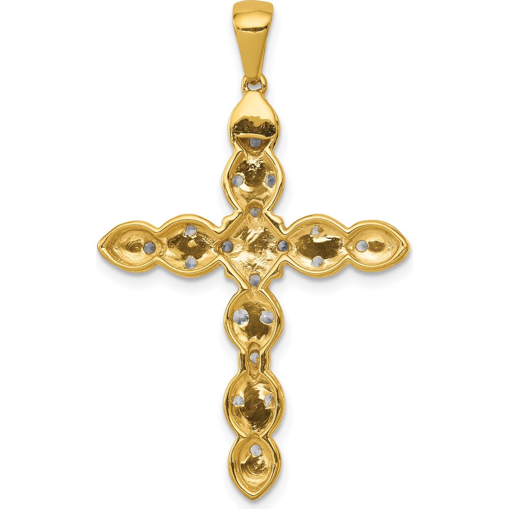 14K Yellow Gold 1/2 Carat Diamond Cross Pendant - 19 Diamonds Total by Monteluci Fine Jewelry