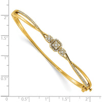 14K Yellow Gold 1/2 Carat Diamond Hinged Oval Bangle Bracelet with Textured Finish by Oro Pregiato