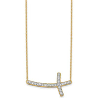 14K Yellow Gold 1/2 Carat Diamond Sideways Cross Necklace with 18" Cable Chain - 0.475 Carat Total Diamond Weight by Monteluci Fine Jewelry