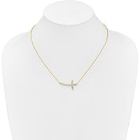 14K Yellow Gold 1/2 Carat Diamond Sideways Cross Necklace with 18" Cable Chain - 0.475 Carat Total Diamond Weight by Monteluci Fine Jewelry