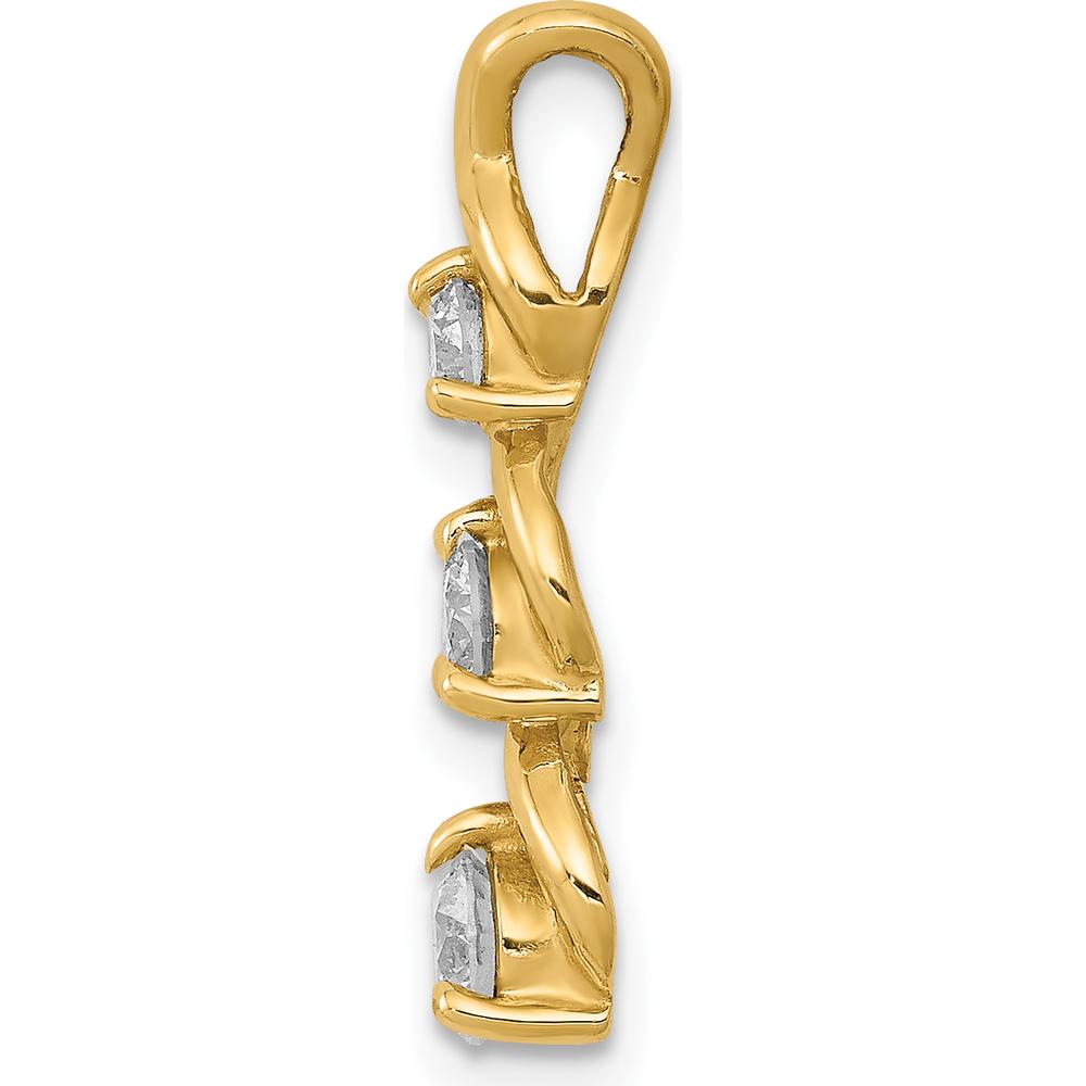 14K Yellow Gold 1/2 Carat Three-Stone Round Diamond Criss-Cross Pendant - 0.5 Carat Total Diamond Weight by Monteluci Fine Jewelry