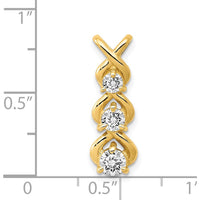 14K Yellow Gold 1/2 Carat Three-Stone Round Diamond Criss-Cross Pendant - 0.5 Carat Total Diamond Weight by Monteluci Fine Jewelry