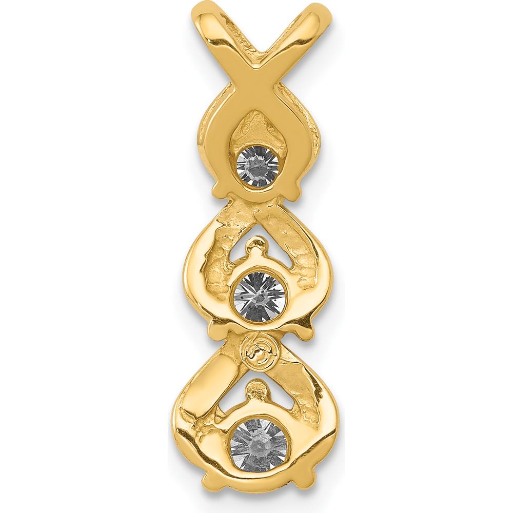 14K Yellow Gold 1/2 Carat Three-Stone Round Diamond Criss-Cross Pendant - 0.5 Carat Total Diamond Weight by Monteluci Fine Jewelry