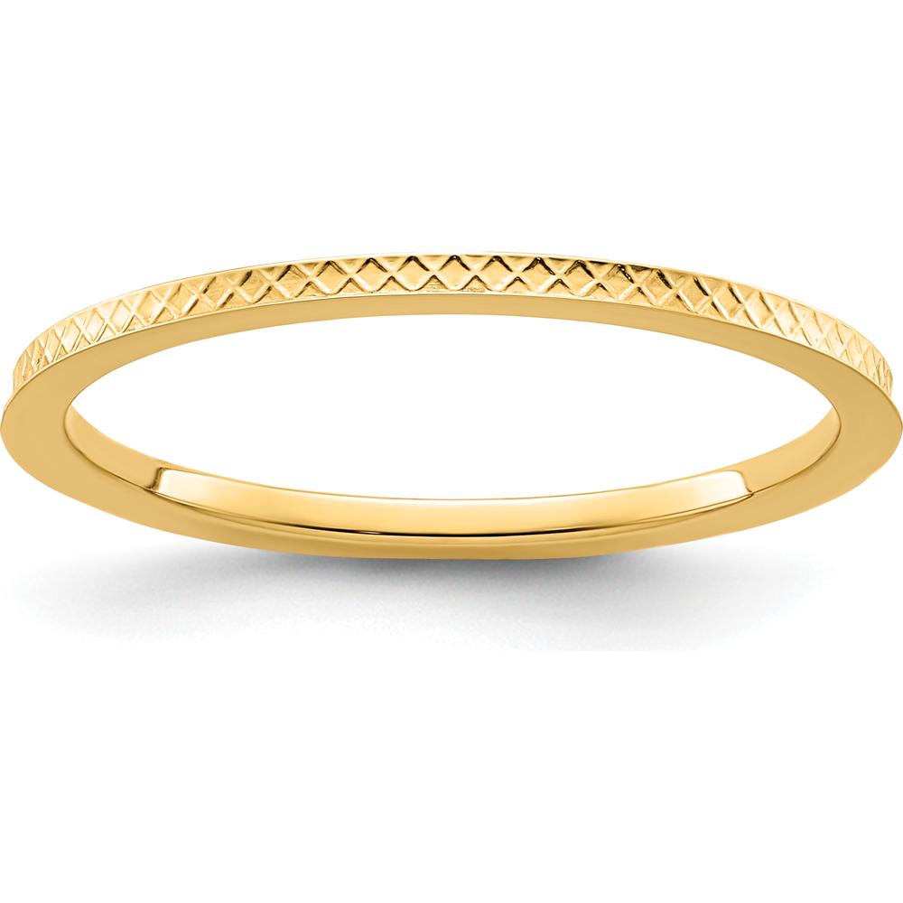 14K Yellow Gold 1.2mm Criss-Cross Pattern Stackable Band Ring - Size 5 by 0