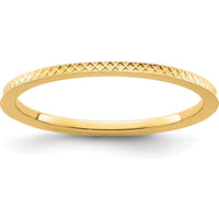 14K Yellow Gold 1.2mm Criss-Cross Pattern Stackable Band - Size 7.5 by 0
