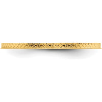 14K Yellow Gold 1.2mm Criss-Cross Pattern Stackable Band - Size 7.5 by 0