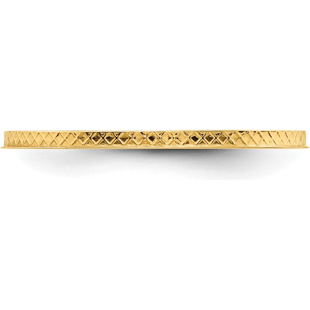 14K Yellow Gold 1.2mm Criss-Cross Pattern Stackable Band - Size 8 by 0