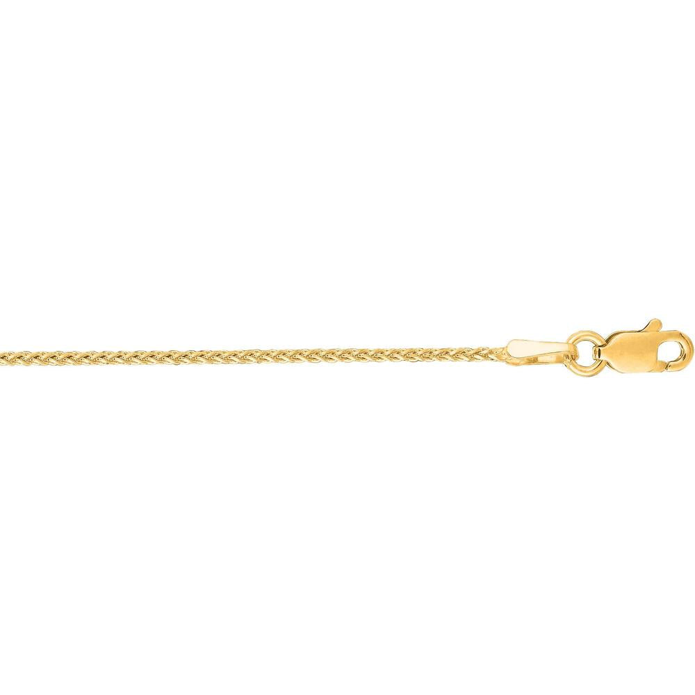 14K Yellow Gold 1.2mm Diamond Cut Wheat Chain Necklace - 24" by Orozza Fine Jewelry