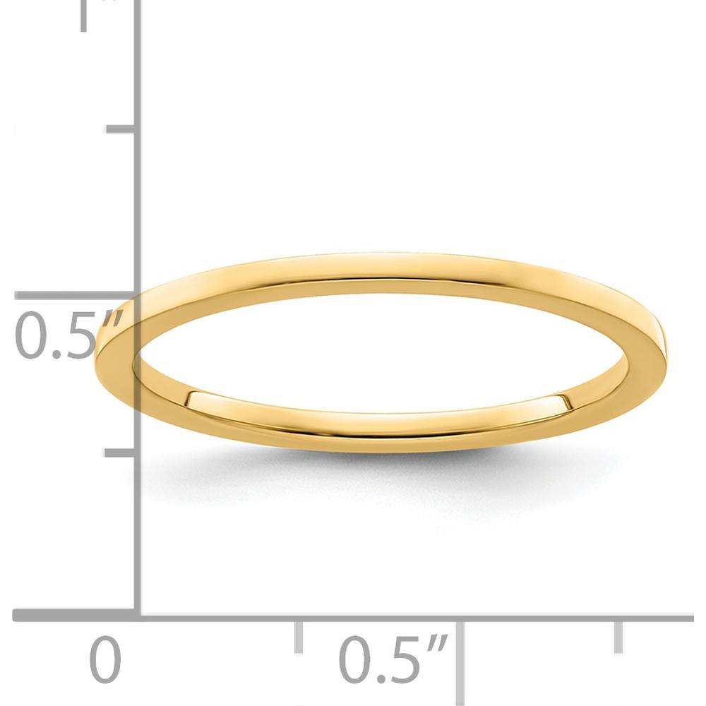 14K Yellow Gold 1.2mm Flat Polished Stackable Band Size 7 by 0