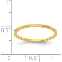 14K Yellow Gold 1.2mm Flat Satin Stackable Band Size 7 by 0
