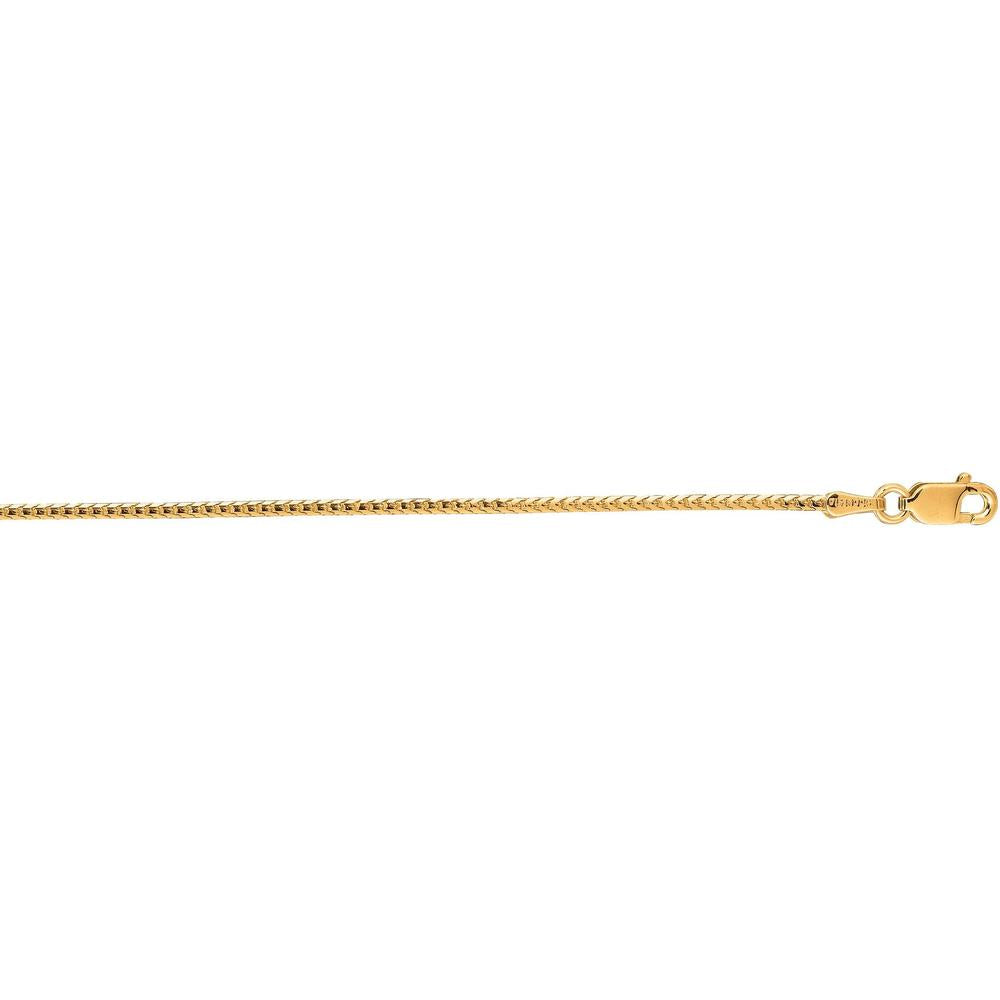 14K Yellow Gold 1.2mm Franco Chain Necklace - 16" Polished Gold Jewelry by Orozza Fine Jewelry